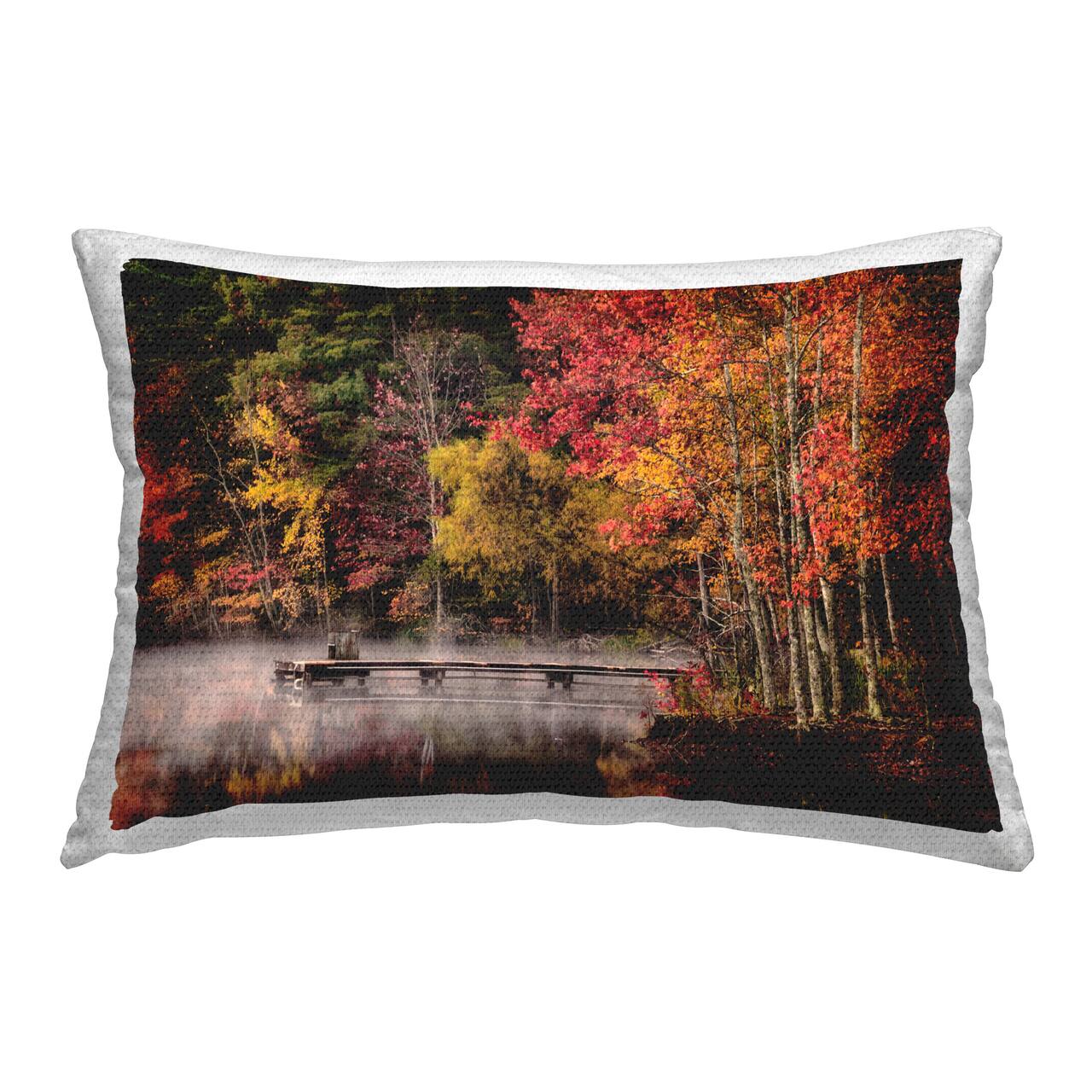 Stupell Industries Autumn Dock Landscape Outdoor Printed Pillow